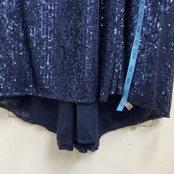 Mac Duggal 26490 Size 14 Midnight Blue Sequined Long Sleeve V-Neck Gown NWT - Picture 10 of 16